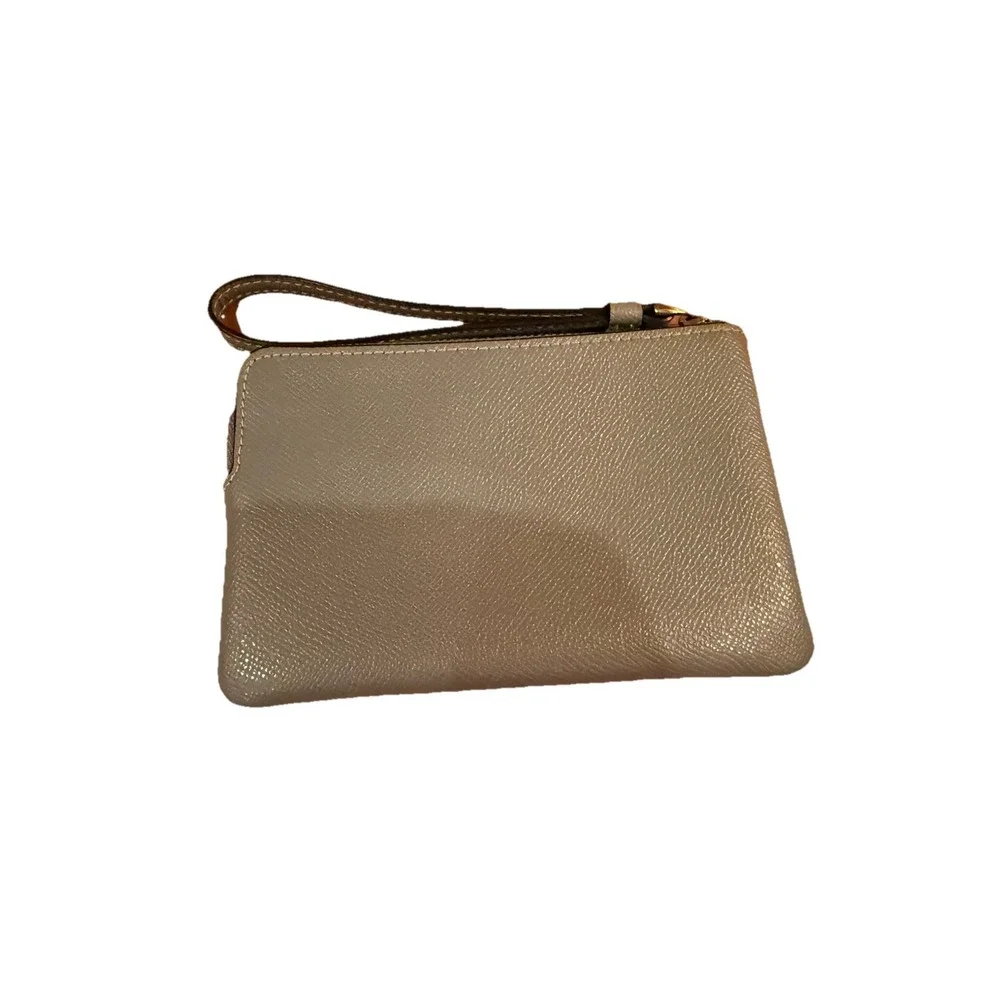 Coach Corner Zip Wristlet Wallet Taupe Crossgrain Leather Bag Chic - Picture 5 of 7
